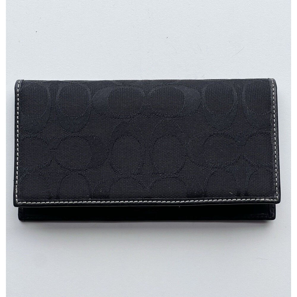 Coach Signature Canvas Black Checkbook